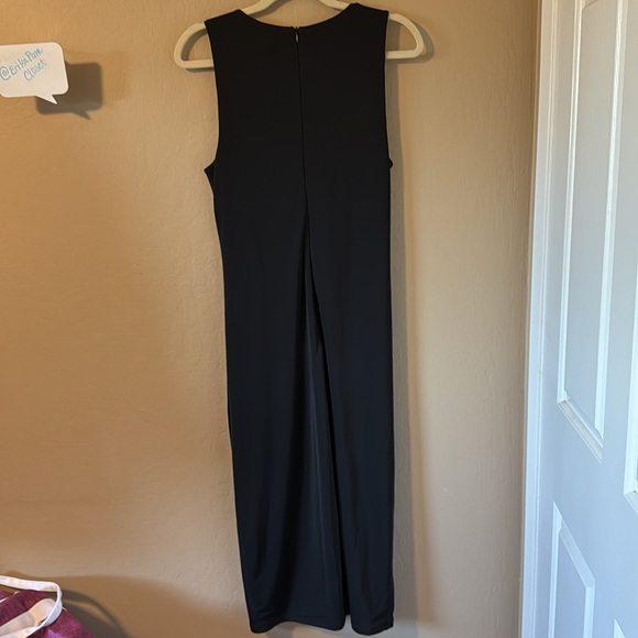 Inc Women’s Black Midi Knit Vneck Dress With Ruching Front sleeveless New Large - Picture 13 of 13